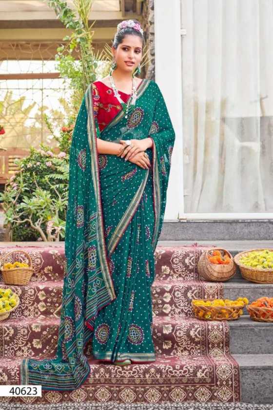 5D-DESIGNER-HASTI-2-GEORGETTE-JACQUARD-BUTTA-WEAVING-BORDER-BRIGHT-PRINT-BANDHEJ-WITH-EMBROIDERY-WORK-BLOUSE-SAREE-CATALOGUE-4