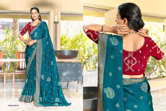 5D-DESIGNER-NAYKA-BRIGHT-MOSS-CHIFFON-WITH-FOIL-PRINT-WITH-WEAVING-BORDER-AND-WORK-BLOUSE-SAREE-CATALOGUE-5