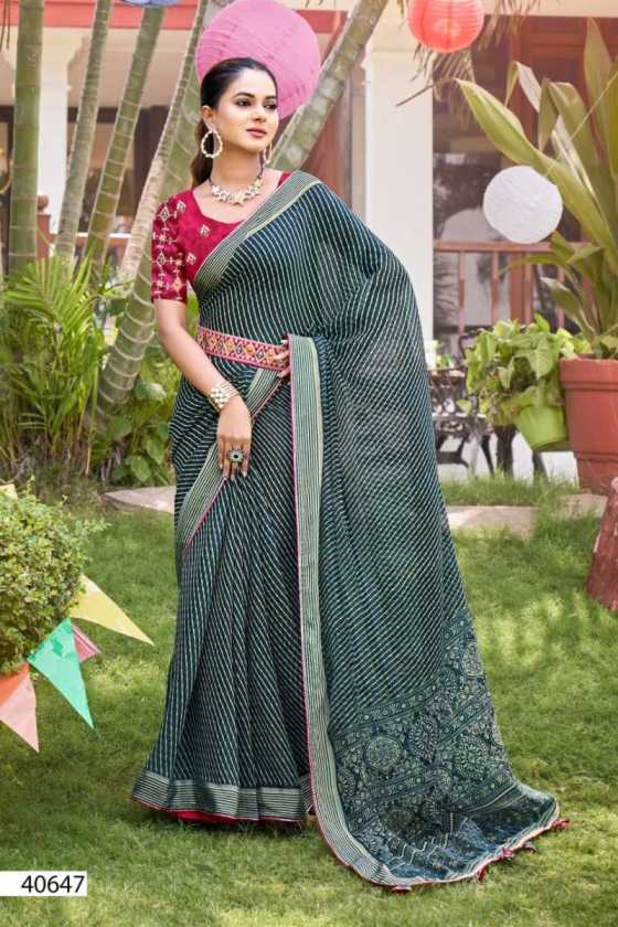 5D-DESIGNER-PANCHI-NILGIRI-CHIFFON-WITH-VISCOSE-BORDER-8-PCS-LEHERIYA-PRINT-WITH-BELT-AND-EMBROIDERY-WORK-BLOUSE-SAREE-CATALOGUE-4