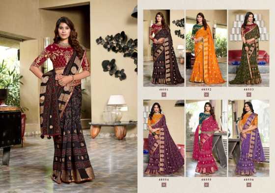 5D-DESIGNER-PURE-COTTON-BUTTA-PRINT-WITH-WEAVING-BORDER-AND-WORK-BLOUSE-WITH-BELT-SAREE-CATALOGUE-1