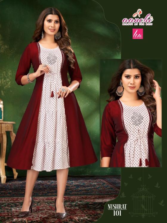 AANCHI-KURTIS-NIRSHRAT-LIVA-REYON-WITH-RANGEELA-SILK-PRINTED-INNER-WITH-ATTACH-DIAMOND-WORK-FULL-COAT-DESIGNER-KURTI-CATALOGUE-3