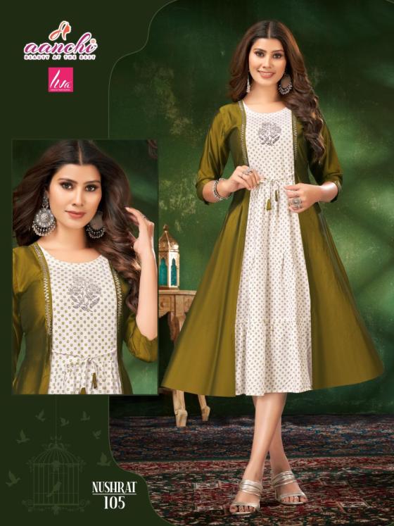 AANCHI-KURTIS-NIRSHRAT-LIVA-REYON-WITH-RANGEELA-SILK-PRINTED-INNER-WITH-ATTACH-DIAMOND-WORK-FULL-COAT-DESIGNER-KURTI-CATALOGUE-7