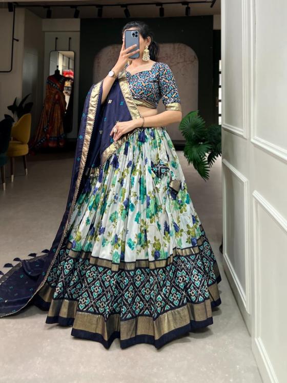 AAWIYA-TUSSAR-SILK-WITH-FLORAL-AND-PATOLA-PRINT-WITH-FOIL-PRINT-WORK-BEAUTIFUL-AND-DESIGNER-LEHENGA-CHOLI-COLLECTION-3