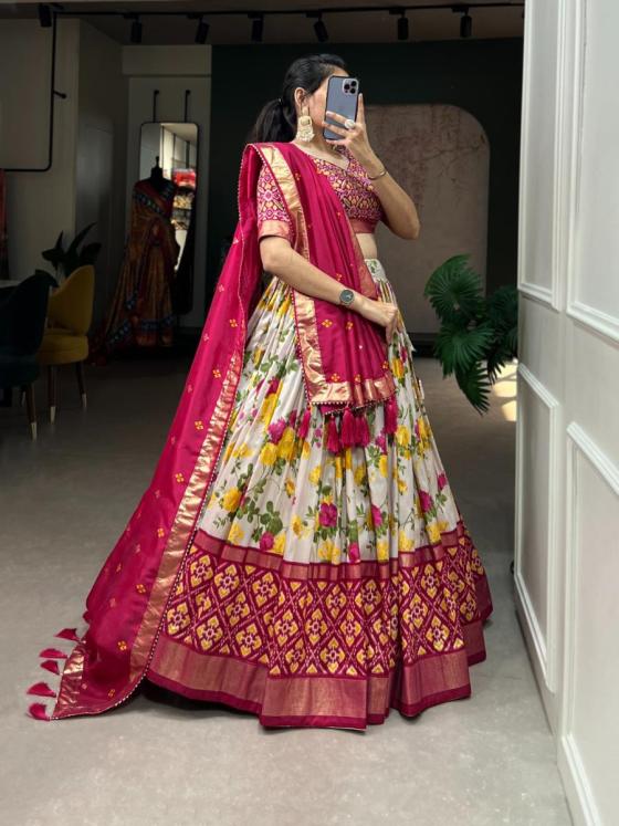 AAWIYA-TUSSAR-SILK-WITH-FLORAL-AND-PATOLA-PRINT-WITH-FOIL-PRINT-WORK-BEAUTIFUL-AND-DESIGNER-LEHENGA-CHOLI-COLLECTION-4