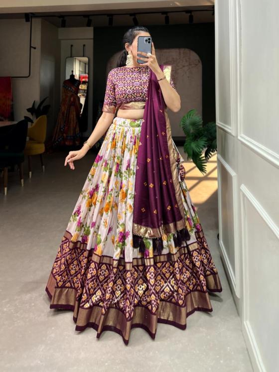 AAWIYA-TUSSAR-SILK-WITH-FLORAL-AND-PATOLA-PRINT-WITH-FOIL-PRINT-WORK-BEAUTIFUL-AND-DESIGNER-LEHENGA-CHOLI-COLLECTION-5