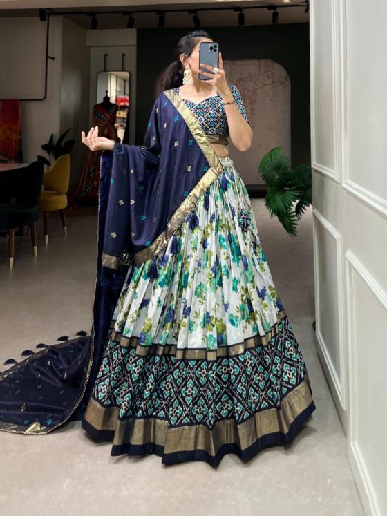 AAWIYA-TUSSAR-SILK-WITH-FLORAL-AND-PATOLA-PRINT-WITH-FOIL-PRINT-WORK-BEAUTIFUL-AND-DESIGNER-LEHENGA-CHOLI-COLLECTION-7