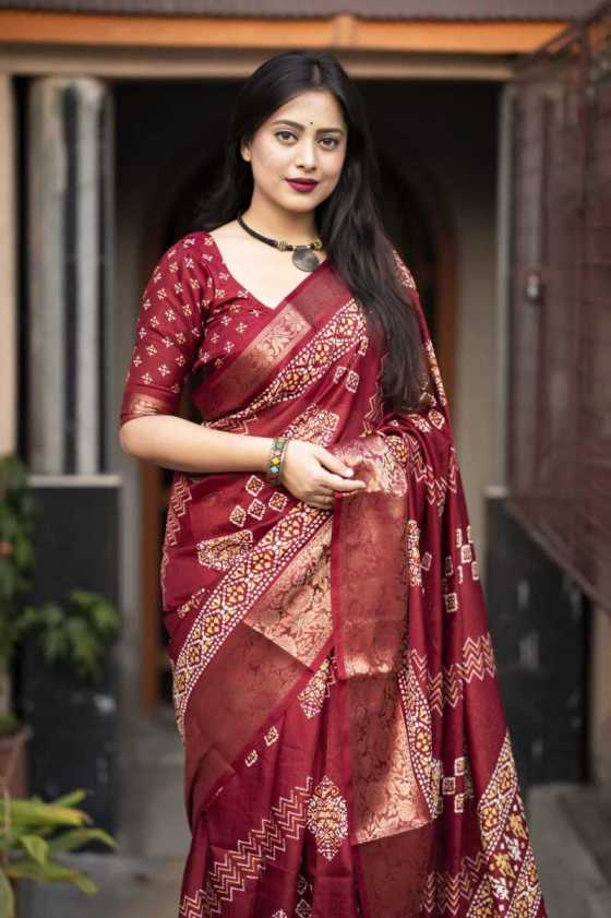 AKRUTI-FASHION-BEST-SELLER-AK-BATIK-BANDANI-SOFT-COTTON-CRAPE-SAREE-WITH-BATIK-BENDEZ-STYLE-PRINT-WITH-ZARI-WOVWN-JACQUARD-BORDER-SAREE-CATALOGUE-7