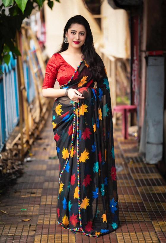 AKRUTI-FASHION-MAPPLE-GEORGETTE-SOFT-GEORGETTE-PRINTED-SAREE-WITH-MULTI-COLOUR-ON-MAPPLE-DESIGN-AND-MIRROR-WORK-FANCY-SAREE-WITH-SEQUINS-BLOUSE-SAREE-CATALOGUE-2