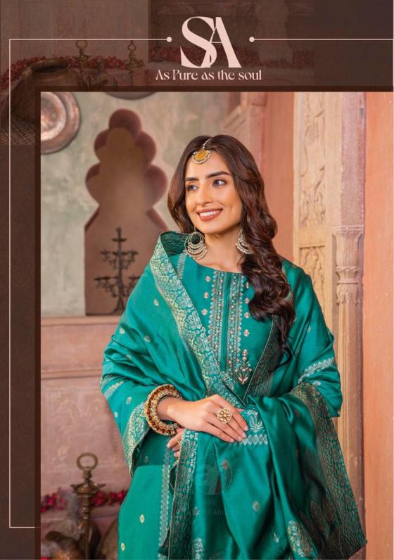 ANJU-FASHION-SILK-AFFAIR-VOL-3-BANARSI-SILK-TOP-AND-DUPATTA-WITH-JACQAURD-AND-VISCOSE-BY-NYLON-PANT-PURE-HAND-WORK-FANCY-KURTI-CATLOGUE-6