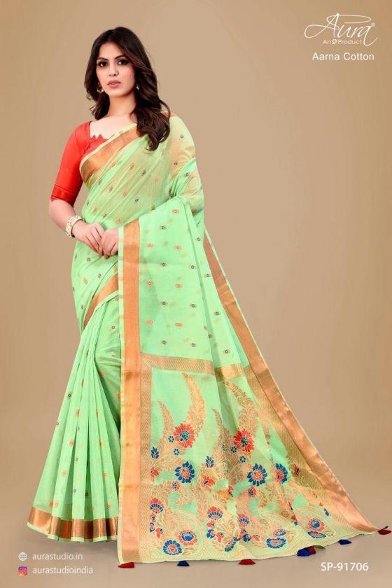 AURA-COTTON-SOFT-COTTON-WITH-CONTRAST-BLOUSE-SAREE-CATALOGUE-8