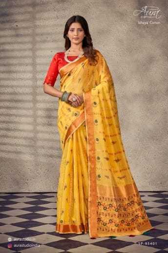 AURA-IDHAYA-COTTON-SOFT-COTTON-WITH-CONTRAST-BLOUSE-SAREE-CATALOGUE-2