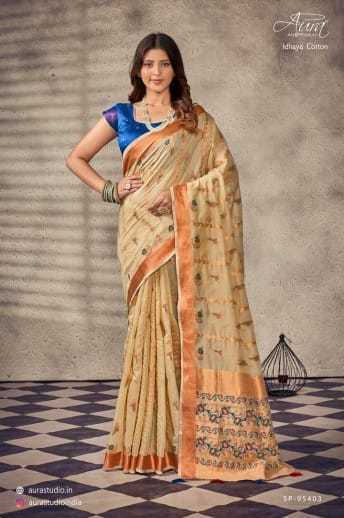 AURA-IDHAYA-COTTON-SOFT-COTTON-WITH-CONTRAST-BLOUSE-SAREE-CATALOGUE-4