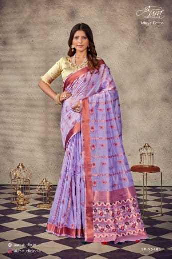 AURA-IDHAYA-COTTON-SOFT-COTTON-WITH-CONTRAST-BLOUSE-SAREE-CATALOGUE-7