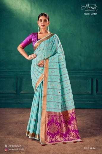 AURA-YAALINI-COTTON-SOFT-COTTON-WITH-CONTRAST-BLOUSE-SAREE-CATALOGUE-12