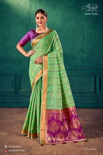 AURA-YAALINI-COTTON-SOFT-COTTON-WITH-CONTRAST-BLOUSE-SAREE-CATALOGUE-14