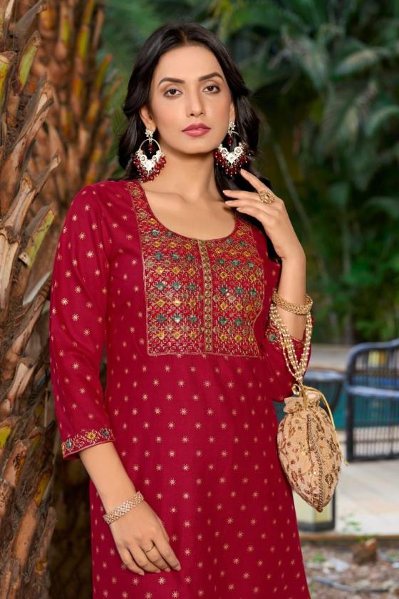 BANWERY-NITYA-RAYON-GOLD-PRINT-NECK-EMBROISERY-WORK-WITH-LACE-BEAUTIFUL-KURTI-CATALOUGE-2