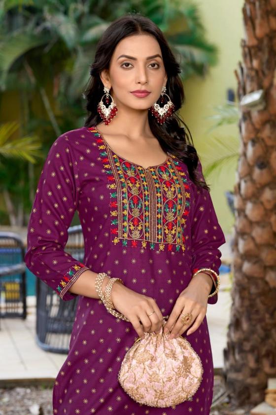 BANWERY-NITYA-RAYON-GOLD-PRINT-NECK-EMBROISERY-WORK-WITH-LACE-BEAUTIFUL-KURTI-CATALOUGE-3