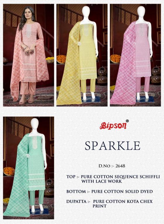 BIPSON-PRINTS-SPARKLE-2648-PURE-COTTON-SEQUENCE-SCHIFFLI-WITH-LACE-WORK-WITH-PURE-COTTON-KOTA-CHEX-PRINT-AND-SOLID-DYED-DUPATTA-PANT-DRESS-MATERIAL-CATALOGUE-1