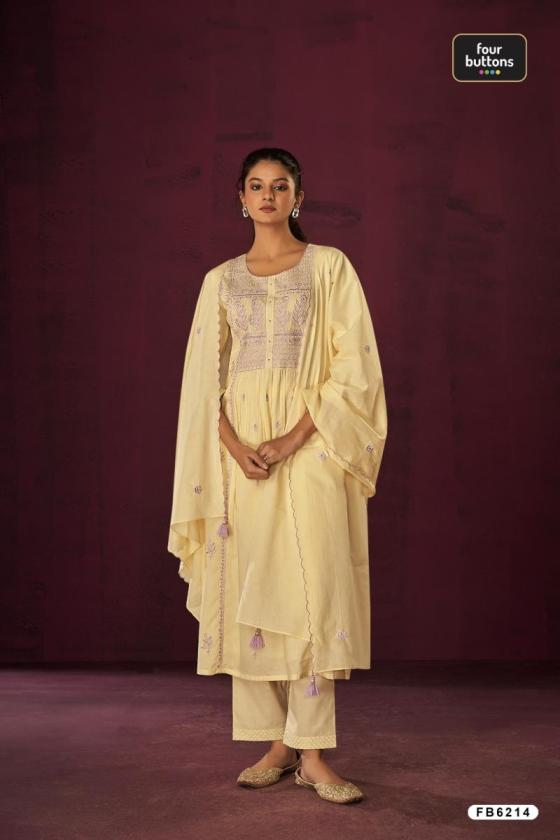 FOUR-BUTTONS-SKDSET-COTTON-MUL-FABRIC-WITH-A-LINE-CUT-AND-INTRICATE-EMBROIDERY-DESIGN-KURTI-PANT-DUPATTA-CATLOG-3