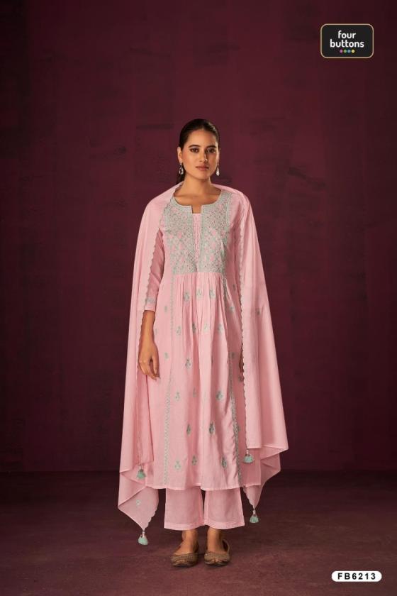 FOUR-BUTTONS-SKDSET-COTTON-MUL-FABRIC-WITH-A-LINE-CUT-AND-INTRICATE-EMBROIDERY-DESIGN-KURTI-PANT-DUPATTA-CATLOG-4