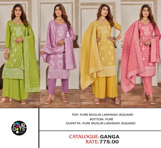 FOURDOTS-GANGA-PURE-MUSLIN-LAKHNAVI-JECQURAD-DRESS-MATERIAL-CATALOGUE-1