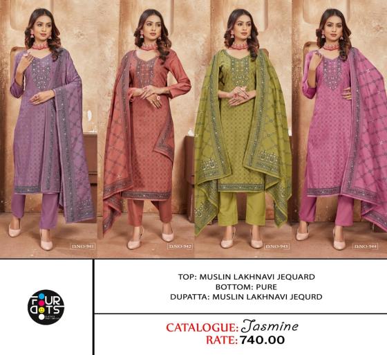 FOURDOTS-JASMINE-MUSLIN-LAKHNAVI-JACQUARD-DRESS-MATERIAL-CATALOGUE-1