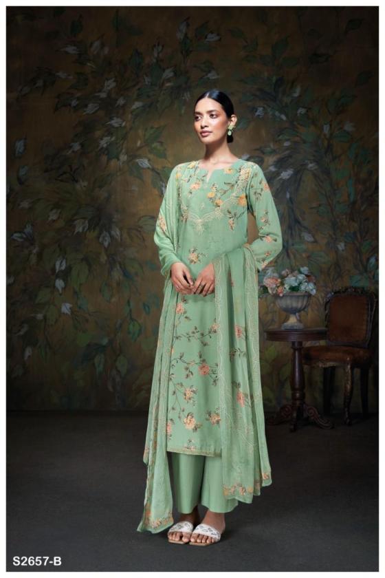 GANGA-AGAMYA-2657-PREMIUM-SPUN-LINEN-JACQAURD-PRINTED-WITH-EMBROIDERY-EMB-LACE-DAMAN-SOLID-2