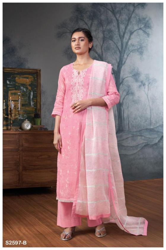 GANGA-ANVIKA-2597-PREMIUM-COTTON-LINEN-PRINTED-WITH-EMBROIDERY-AND-COTTON-GPO-LACE-BORDER-AND-3