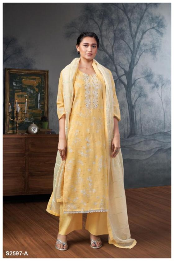 GANGA-ANVIKA-2597-PREMIUM-COTTON-LINEN-PRINTED-WITH-EMBROIDERY-AND-COTTON-GPO-LACE-BORDER-AND-5