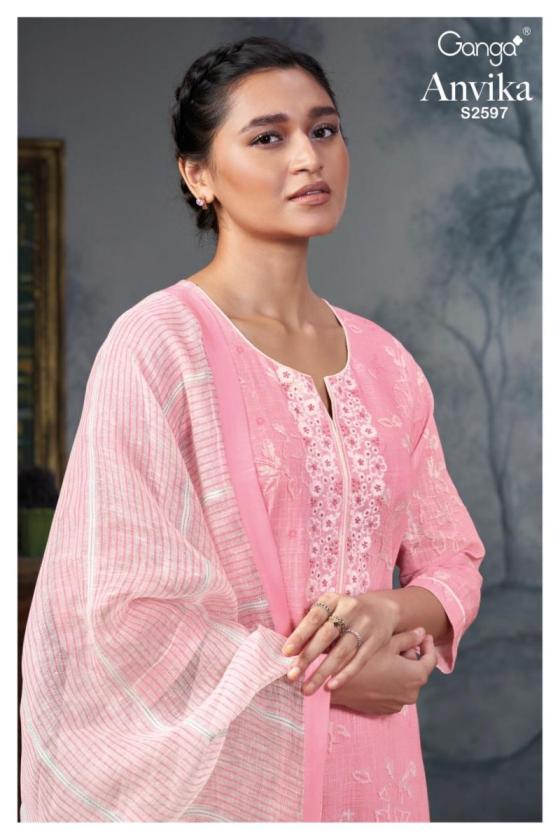 GANGA-ANVIKA-2597-PREMIUM-COTTON-LINEN-PRINTED-WITH-EMBROIDERY-AND-COTTON-GPO-LACE-BORDER-AND-7