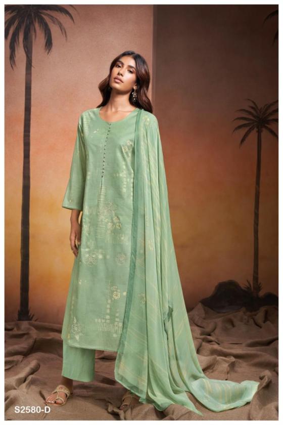 GANGA-ARLETH-2580-PREMIUM-COTTON-PRINT-WITH-HAND-EMBROIDERY-SWAROSKI-WORK-AND-LACE-FOR-DAMAN-2