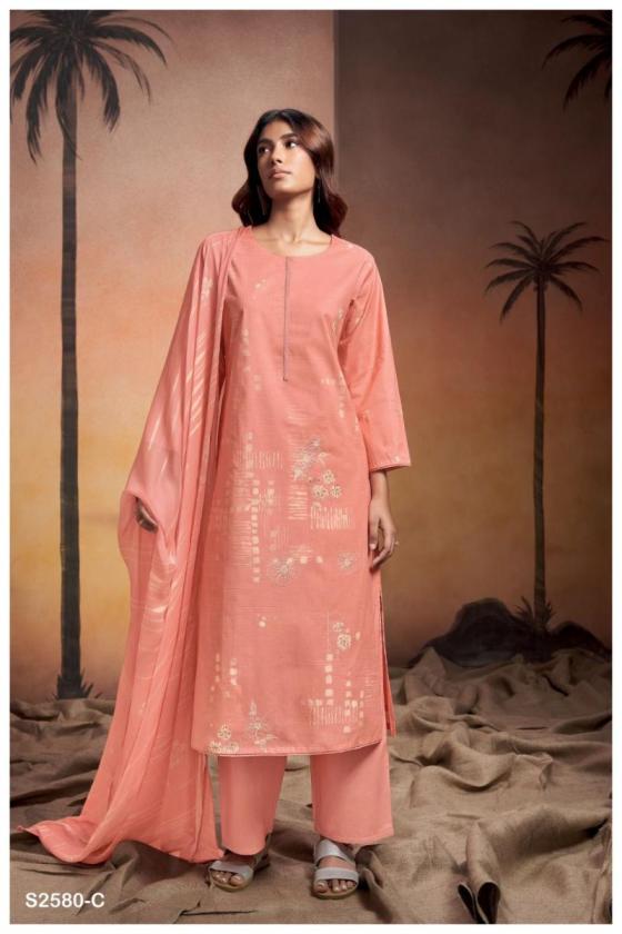 GANGA-ARLETH-2580-PREMIUM-COTTON-PRINT-WITH-HAND-EMBROIDERY-SWAROSKI-WORK-AND-LACE-FOR-DAMAN-4