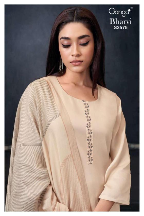 GANGA-BHARVI-2575-PREMIUM-COTTON-SILK-SOLID-WITH-PRINTED-NECK-AND-DAMAN-BORDER-PURE-CHIFFON-PEINTED-DUPATTA-DRESS-MATERIAL-CATALOGUE-1