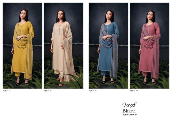 GANGA-BHARVI-2575-PREMIUM-COTTON-SILK-SOLID-WITH-PRINTED-NECK-AND-DAMAN-BORDER-PURE-CHIFFON-PEINTED-DUPATTA-DRESS-MATERIAL-CATALOGUE-11