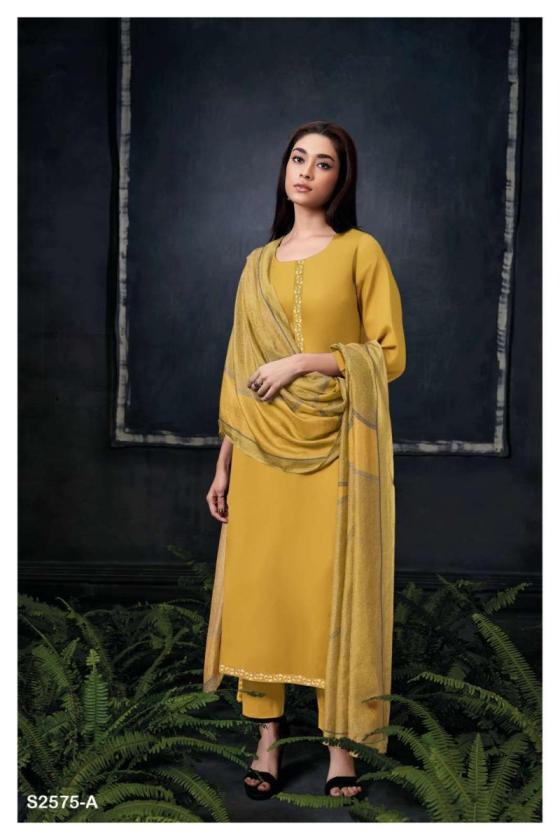 GANGA-BHARVI-2575-PREMIUM-COTTON-SILK-SOLID-WITH-PRINTED-NECK-AND-DAMAN-BORDER-PURE-CHIFFON-PEINTED-DUPATTA-DRESS-MATERIAL-CATALOGUE-5