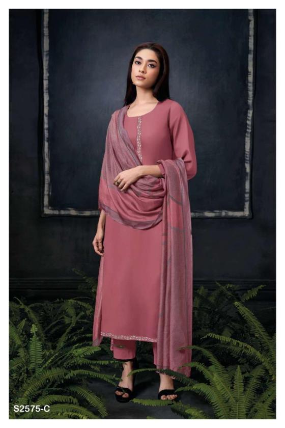 GANGA-BHARVI-2575-PREMIUM-COTTON-SILK-SOLID-WITH-PRINTED-NECK-AND-DAMAN-BORDER-PURE-CHIFFON-PEINTED-DUPATTA-DRESS-MATERIAL-CATALOGUE-8