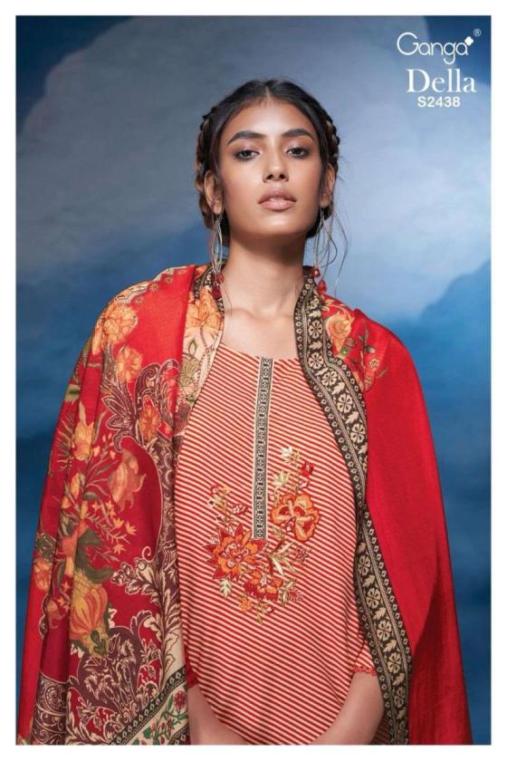 GANGA-DELLA-2438-PREMIUM-COTTON-PRINTED-WITH-EMBROIDERY-AND-COTTON-LACE-FOR-DAMAN-AND-SLEEVE-DRESS-MATTERIAL-CATALOGUE-1