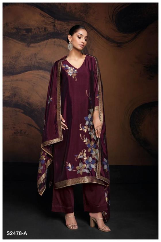 GANGA-EVANIA-2478-PREMIUM-VISCOSE-WOVEN-SILK-JACQUARD-WITH-HAND-WORK-AND-READY-LACE-ON-DAMAN-DRESS-MATERIAL-CATALOGUE-14