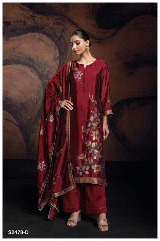 GANGA-EVANIA-2478-PREMIUM-VISCOSE-WOVEN-SILK-JACQUARD-WITH-HAND-WORK-AND-READY-LACE-ON-DAMAN-DRESS-MATERIAL-CATALOGUE-8