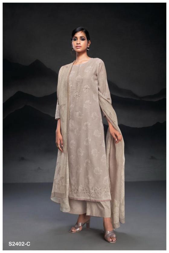 GANGA-KAILAH-2402-PEMIUM-COTTON-LINEN-PRINTED-WITH-EMBROIDERY-COTTON-LACE-DRESS-MATERIAL-CATALOGUE-3