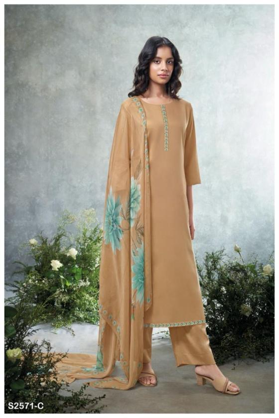 GANGA-PRACHI-2571-PREMIUM-COTTON-SILK-SOLID-WITH-PRINTED-NECK-AND-DAMAN-BORDER-DRESS-MATERIAL-CATALOGUE-3