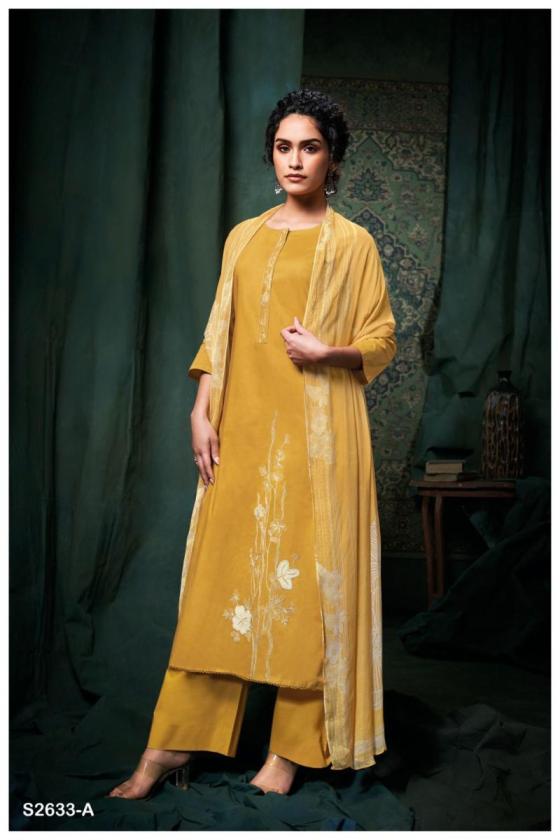 GANGA-RIANA-2633-PREMIUM-COTTON-SOLID-WITH-EMBROIDERY-AND-NECK-PLACATE-EMBROIDERY-AND-READY-LACE-ON-DAMAN-WITH-PURE-CHIFFON-PRINTED-DUPATTA-DRESS-MATERIAL-CATALOGUE-3