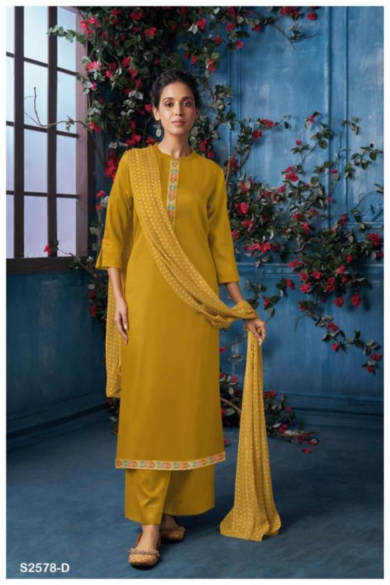 GANGA-SAYALI-2578-PREMIUM-COTTON-SILK-SOLID-WITH-PRINTED-NECK-AND-DAMAN-BORDER-DRESS-MATERIAL-CATLOGUE-1