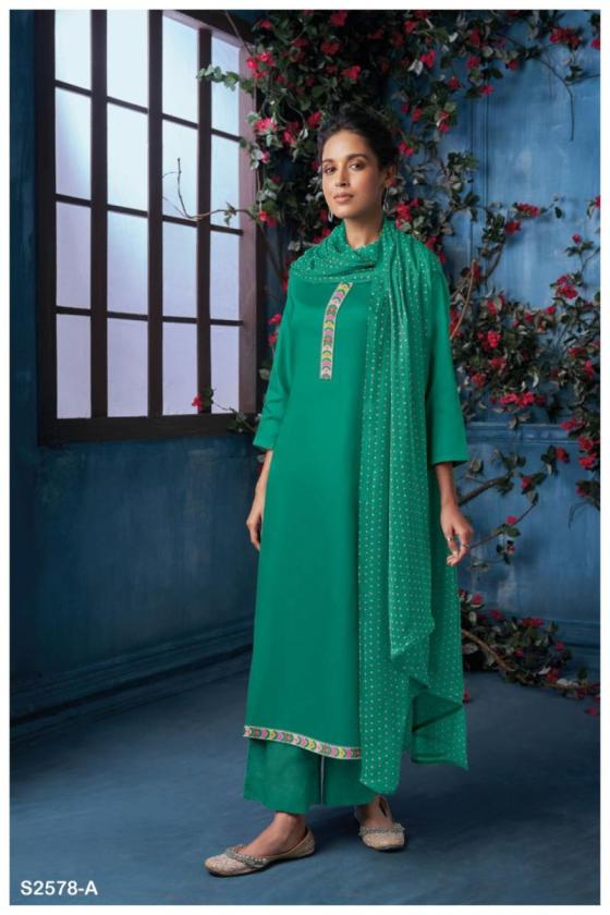 GANGA-SAYALI-2578-PREMIUM-COTTON-SILK-SOLID-WITH-PRINTED-NECK-AND-DAMAN-BORDER-DRESS-MATERIAL-CATLOGUE-7