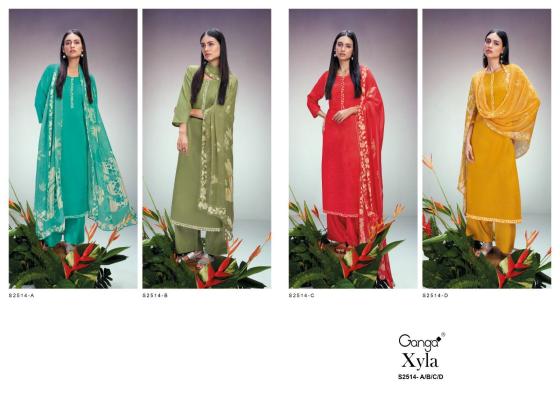 GANGA-XYLA-2514-PREMIUM-COTTON-SILK-SOLID-WITH-PRINTED-NECK-AND-DAMAN-BORDER-DRESS-MATERIAL-CATALOGUE-11