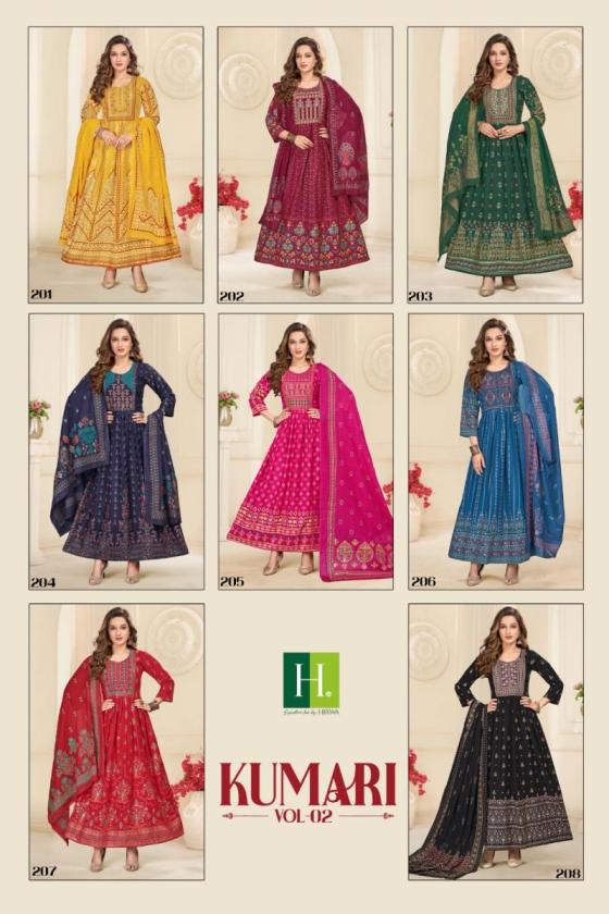 H-DOT-HIRWA-KUMARI-VOL-2-HEAVY-RAYON-FOIL-PRINT-FLOOR-LRNGTH-GHERA-WITH-EMBROIDERY-WORK-KURTI-CATLOG-1