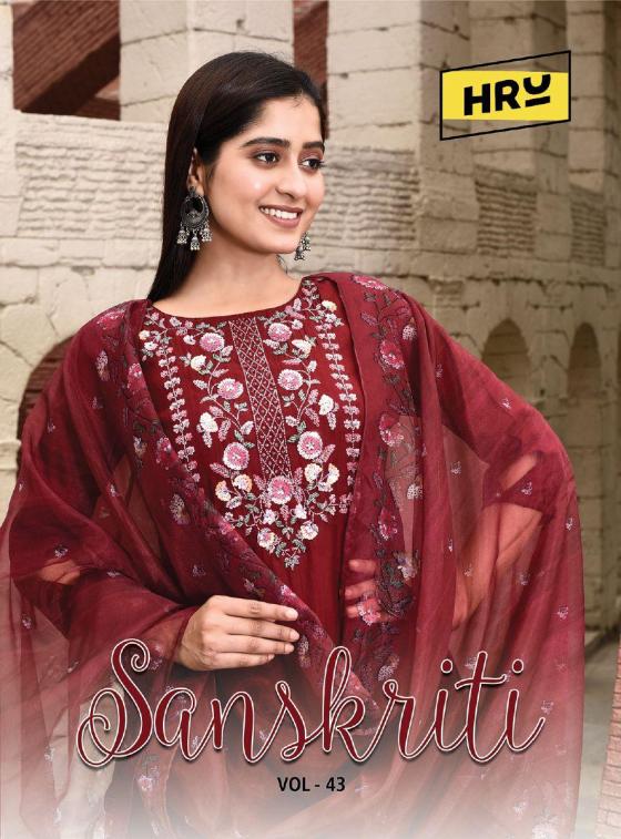 HRU-INDIA-SANSKRITI-VOL-43-NYLON-BY-PURE-VISCOSE-HEAVY-HAND-EMBROIDERIED-KURTI-PANT-WITH-DIGITAL-PRINTED-DUPATTA-CATALOGUE-2