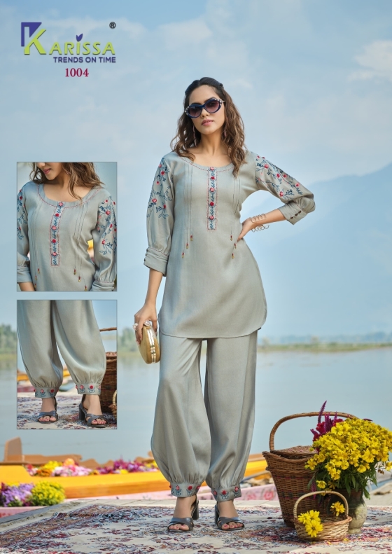 ISABELLA-KARISSA-CO-ORD-SET-WITH-STYLISH-PETARN-PREMIUM-PURE-LIVA-VISCOSE-SILK-FANCY-THREAD-WORK-WITH-HANDWORK-SHORT-KURTI-WITH-PANT-CATLOG-5