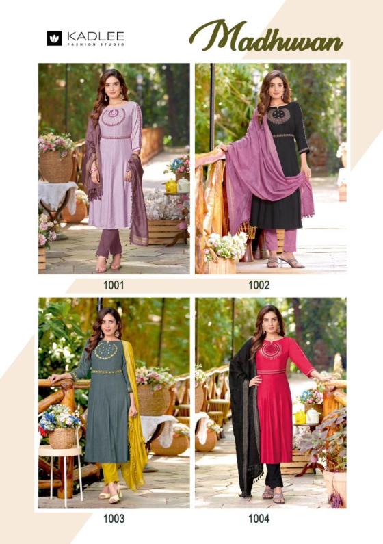 KADLEE-MADHUVAN-RAYON-WEAVING-HANDWORK-EMBROIDERY-COTTON-LYCRA-READYMADE-KURTI-PENT-CATLOG-1