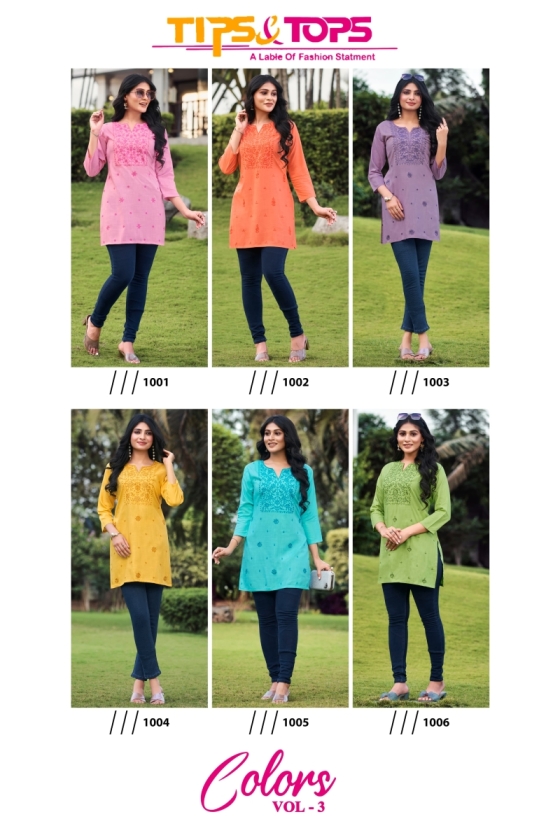 TIPS-TOPS-COLOURS-VOL-3-HEAVY-RAYON-SLUB-16KG-EMBROIDERY-FANCY-SHORT-TOPS-KURTI-CATALOGUE-1